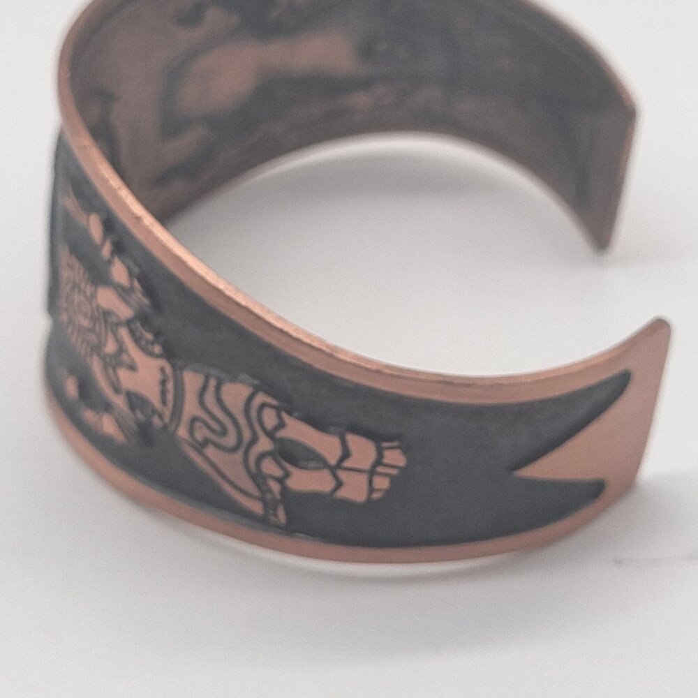 Copper Cuff Bracelet Etched Buffalo Dancer Rainbow Yei Design WM - Picture 4 of 11